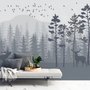 Monochrome Berg- und Waldlandschaft Fototapete