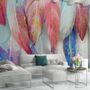 Watercolor Colorful Feather Pattern Wallpaper Mural