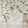 Watercolor Soft Floral with Green Leaves Wall Mural
