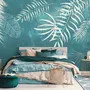 White Tropical Leaves Wallpaper Mural