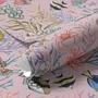 Cute pink seashell wallpaper with watercolour reef fish, coral, seaweed, starfish and shells on blush pink