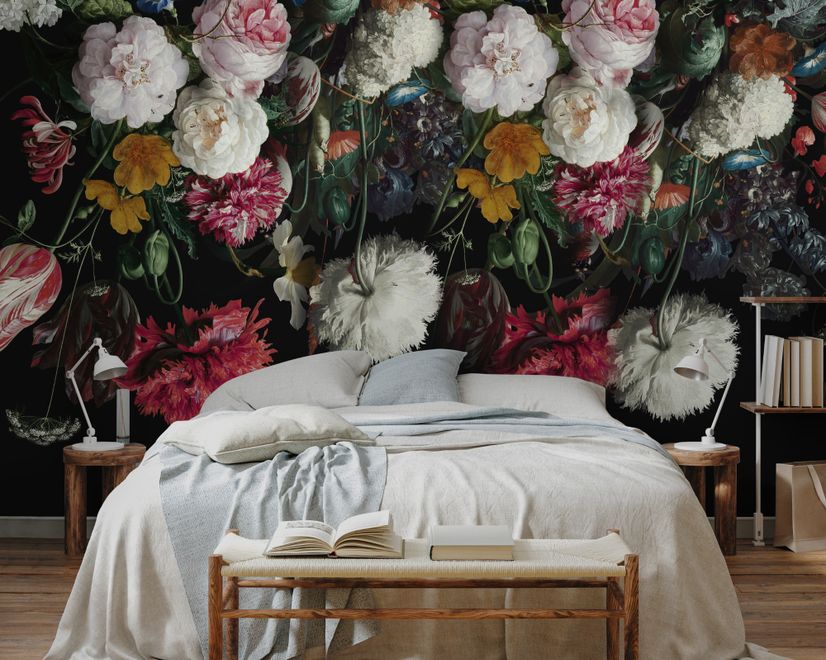 Papier peint bouquet floral style hollandais