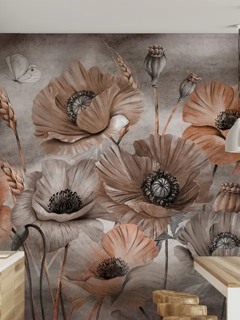 Fototapete Mohnblumen-Gemälde