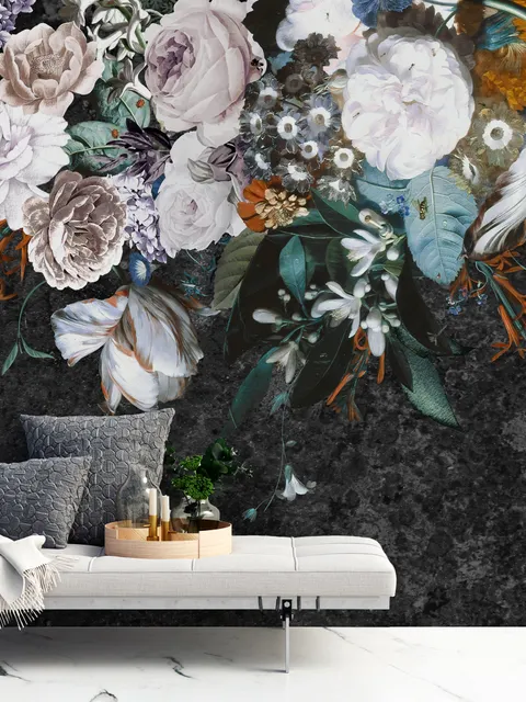 Dutch Floral Bouqet Wallpaper Wallpaper Mural