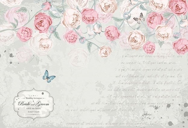 Pink Victorian Vine Flower Wallpaper Mural