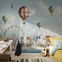Kinder Hafen Dorf und Heißluftballons Fototapete