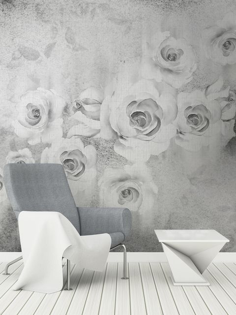 Watercolor Rose Bouquet Wallpaper Mural