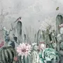 Watercolor Cactus with Flowers Wallpaper Mural