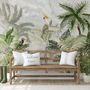 Papier peint forêt tropicale verte perroquet
