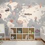 Papier peint panoramique pour enfants avec avion et montgolfière