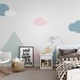 Blue Pink Mountains and Clouds Wallpaper Mural
