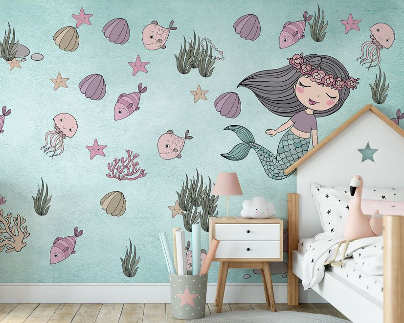 Mermaid Ariel in the Underwater Wallpaper Mural