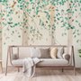Watercolor Style Forest with Green Brown Little Leaves Wallpaper Mural