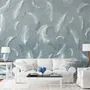 Vintage White Feather Pattern Wallpaper Mural