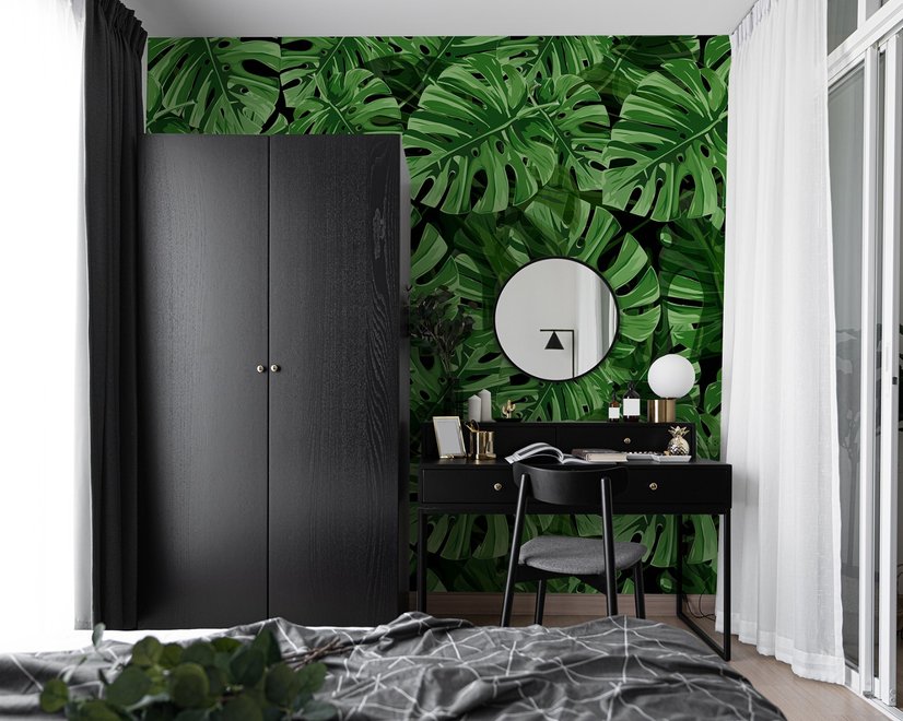 Green Tropical Leaves Wallpaper Mural