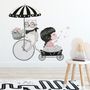 Chat mignon et belle fille à vélo Sticker Stickers muraux