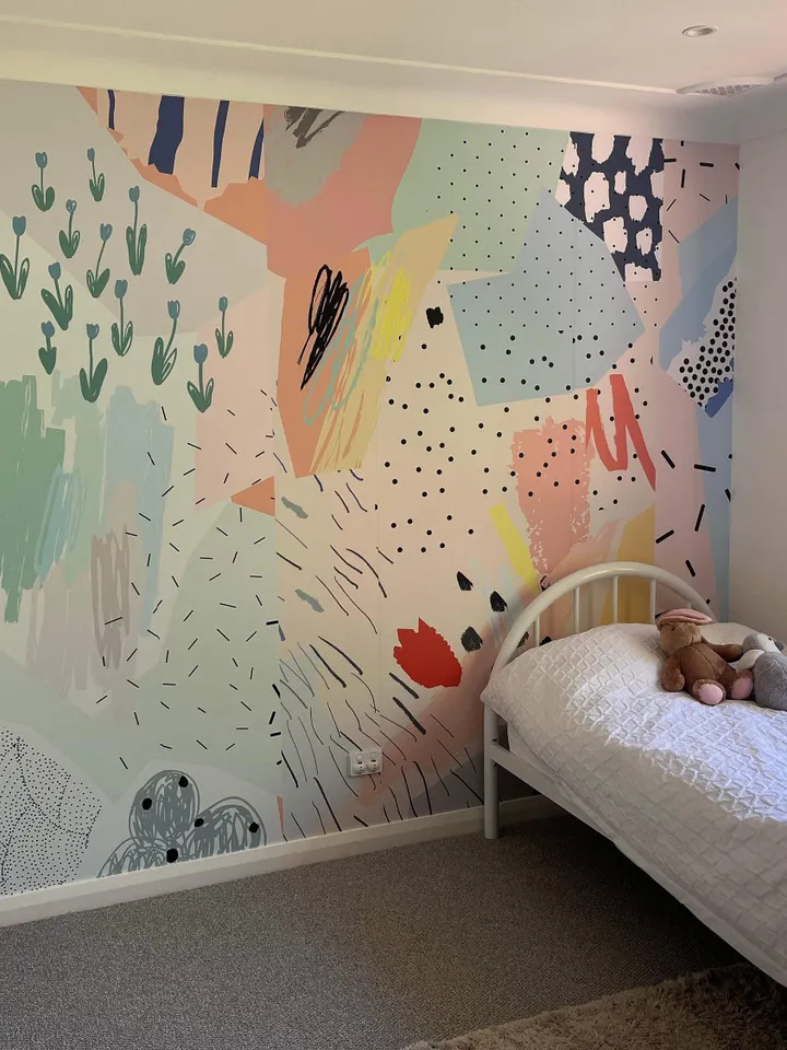 Colorful Abstract Geometric Kids Art Wallpaper Mural