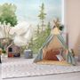Kids Watercolor Coniferous Forest with Animals Wallpaper Mural