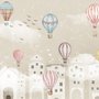 Kinderzimmer Fototapete Cartoon Winter und Kleiner Heißluftballon