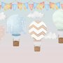 Kids Colorful Hot Air Balloon with Watercolor Flags Wallpaper Mural