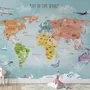 Colorful Kids World Map Wallpaper Mural