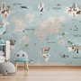 Papier peint panoramique de la carte du monde pour les enfants