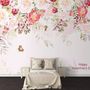 Pink Flowers and Butterflies Wallpaper Mural
