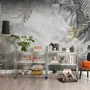 Monochrome Grunge Leaf with Splash Wallpaper Mural