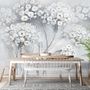 Watercolor Painting White Flowers Wallpaper Mural