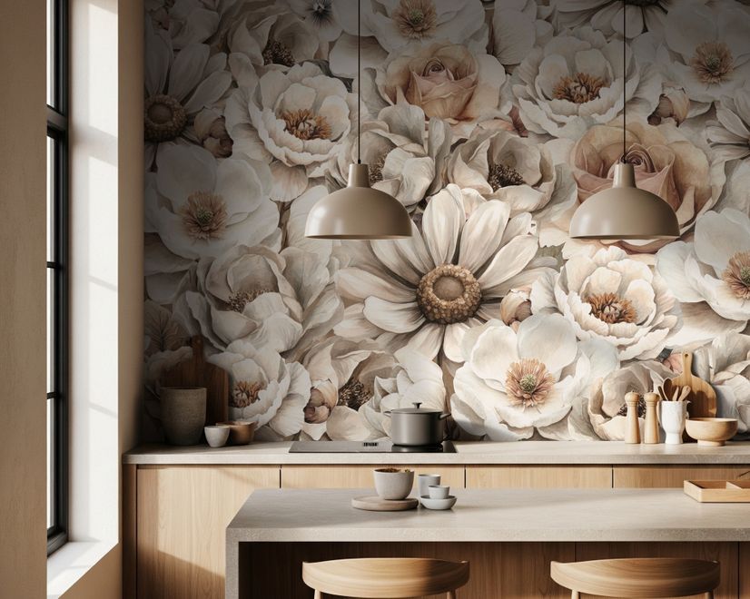 Romantic Garden Bloom Floral Wallpaper