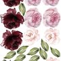 Watercolor Red Pink Peony Floral Wall Decal Sticker