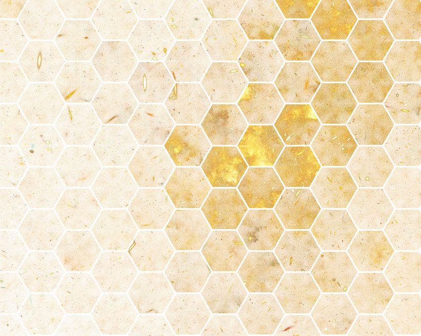 Geometrische Gelbe Waben-Fototapete