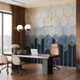 Geometric Dark Blue Honeycomb Wallpaper Mural