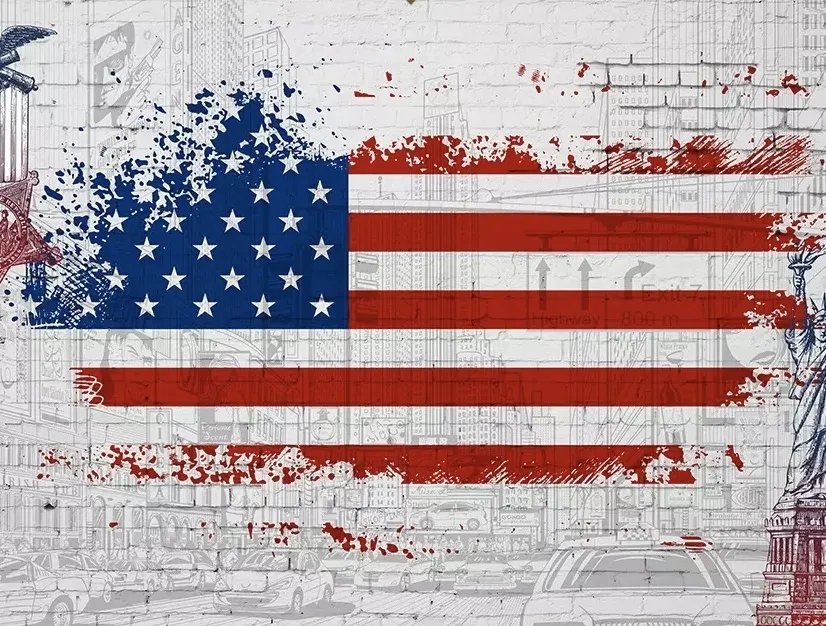 USA Flag with Statue of Liberty Wallpaper Mural