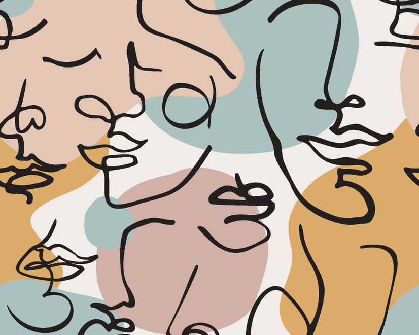 Colorful Abstract Charming Faces Wallpaper Mural