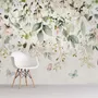 Watercolor Soft Floral with Green Leaves Wall Mural