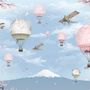 Cherry Blossom with Soft Hot Air Balloon Wallpaper Mural
