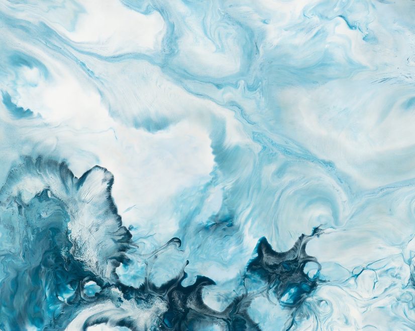 Acrylic Painting Fresh Blue Waves Wallpaper Mural