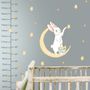 Nursery Cute Rabbit on the Crescent Moon and Yellow Stars Wall Decal Sticker