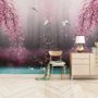 Papier peint panoramique Sakura, fleurs de cerisier roses