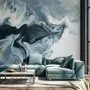 Abstract Watercolor Style Dark Marble Wallpaper Mural