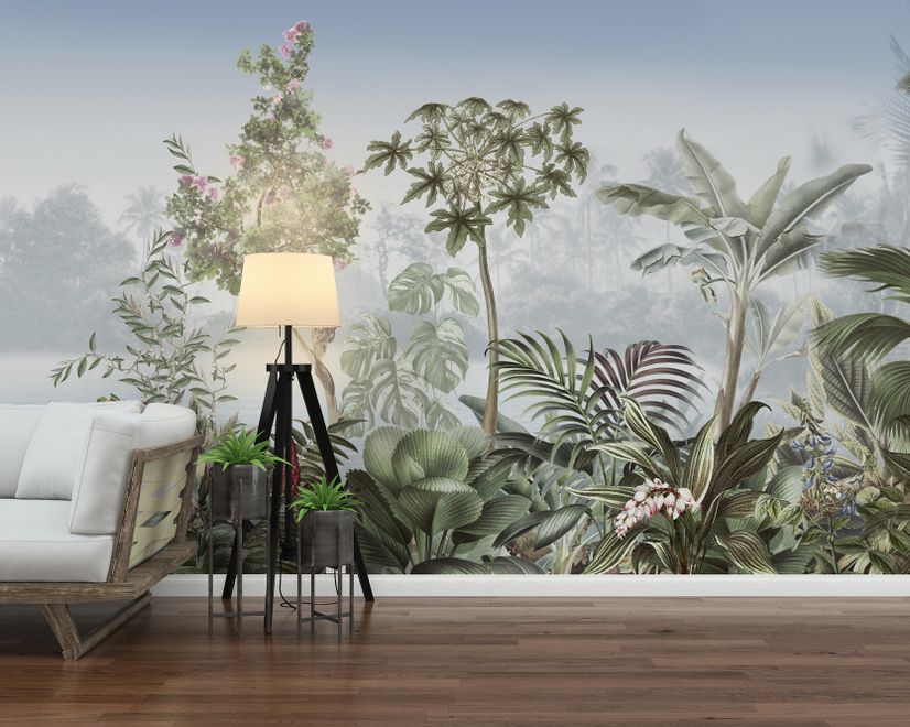 Vintage Forest with Lakescape Wallpaper Mural