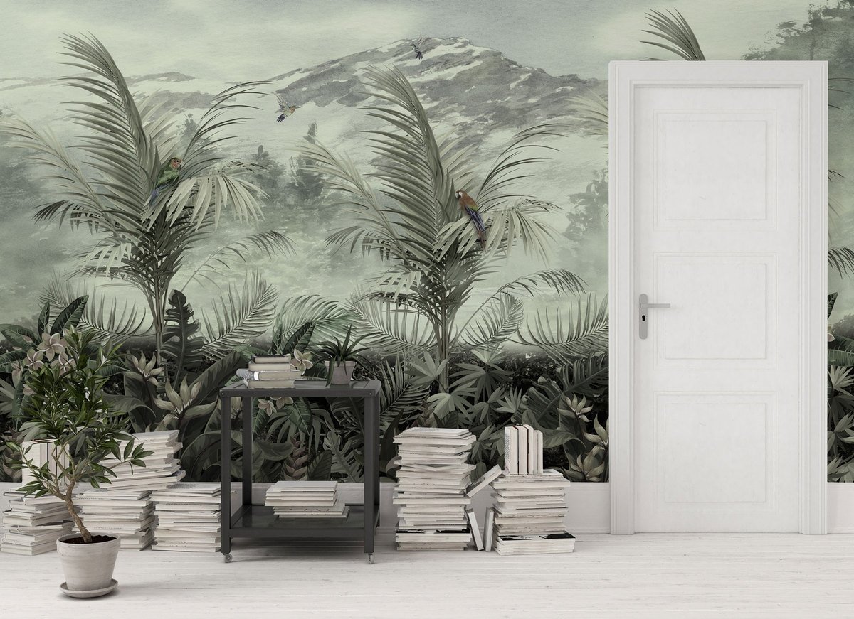 Vintage Tropical Forest Wallpaper Mural - Peel and Stick
