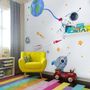 Kids Watercolor Space with Astronaut and Earth Wall Decal Sticker