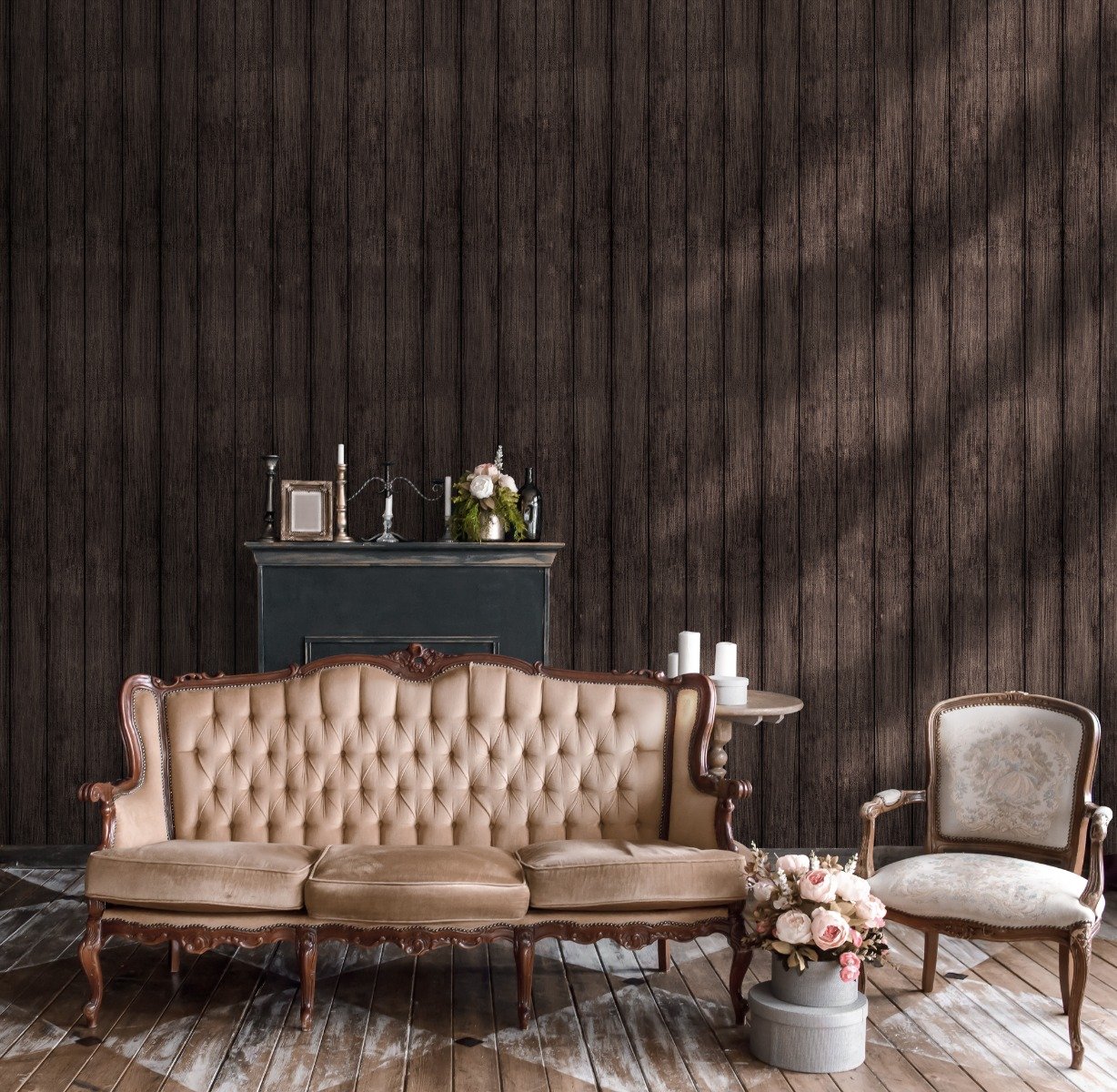Vintage Wood Look Panel Wallpaper - Peel and Stick