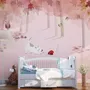 Pink Forest with Cats and Owl Wallpaper Mural