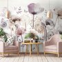 Papier peint panoramique aquarelle fleurs de coquelicot foncées