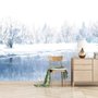 Aquarell Winterlandschaft und See Fototapete