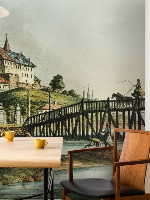 Papier peint panoramique vue historique du lac avec palais