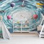Hot Air Balloon and Airplanes on The Sky Wallpaper Mural